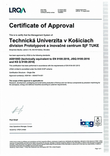 AS9100 certificate